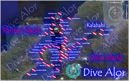 Dive Alor dive sites - Click to ENLARGE